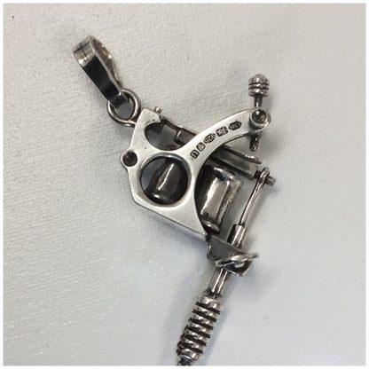 Sterling Silver Tattoo Gun Pendant