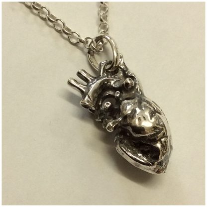 Sterling Silver Anatomical heart pendant