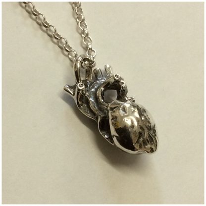 Sterling Silver Anatomical heart pendant